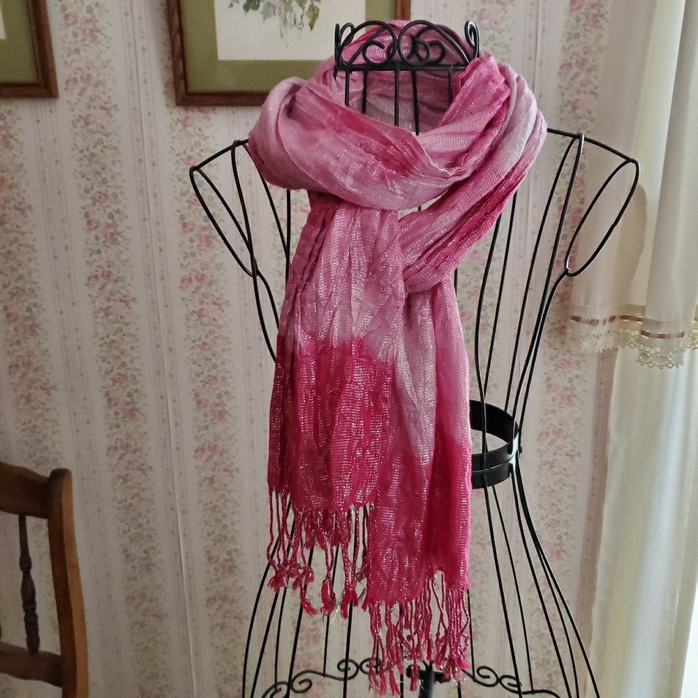Justice pink metallic scarf